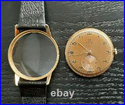 Vintage Oversize 14K Gold Omega 1940 All Original Rare Watch MINT