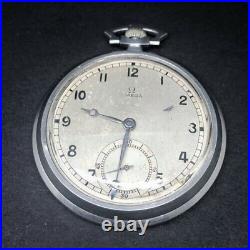 Vintage Pocket Watch Omega Mechanical Swiss Open Face Steel Men's Rare Old 20th