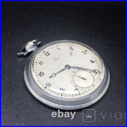 Vintage Pocket Watch Omega Mechanical Swiss Open Face Steel Men's Rare Old 20th