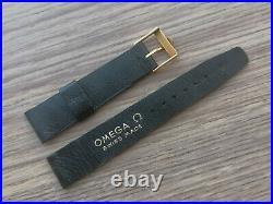 Vintage RARE 1960's Omega 18mm Black Leather Strap & Buckle