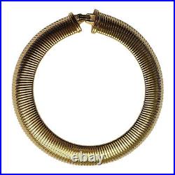 Vintage Rare Monet 1 Wide 16 Omega Gas Pipe Style Flexible Gold Plate Choker