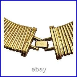 Vintage Rare Monet 1 Wide 16 Omega Gas Pipe Style Flexible Gold Plate Choker