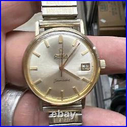 Vintage Rare Omega Automatic Seamaster Date Solid 14k Yellow Gold Swiss Watch