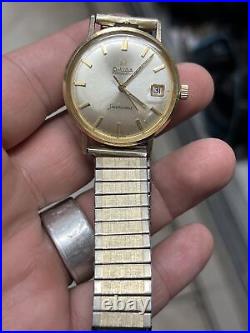 Vintage Rare Omega Automatic Seamaster Date Solid 14k Yellow Gold Swiss Watch