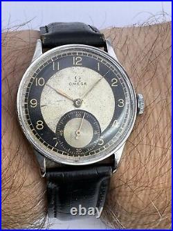 Vintage Rare Omega Bullseye Military Two Tone Dial Swiss Watch WW2 1939 Vintage Rare Omega Bullseye Military Two Tone Dial Swiss Watch WW2 1939