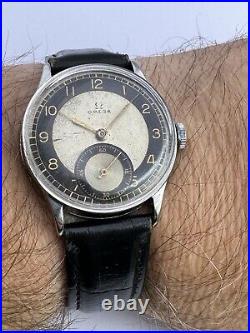 Vintage Rare Omega Bullseye Military Two Tone Dial Swiss Watch WW2 1939 Vintage Rare Omega Bullseye Military Two Tone Dial Swiss Watch WW2 1939
