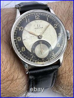 Vintage Rare Omega Bullseye Military Two Tone Dial Swiss Watch WW2 1939 Vintage Rare Omega Bullseye Military Two Tone Dial Swiss Watch WW2 1939