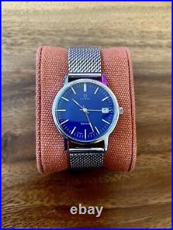 Vintage Serviced Omega Geneve Rare Blue Dial Cal 1030 Manual Wind Mens Watch