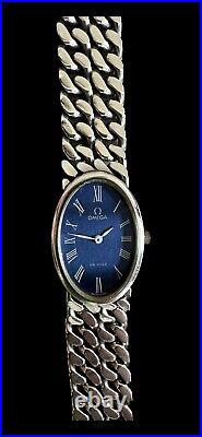 Vintage Solid Silver Rare Omega Watch Bracelet Oval Shape