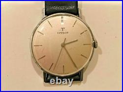 Vintage Thin Stainless Steel Omega Tissot Manual Wind Watch RARE