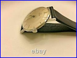 Vintage Thin Stainless Steel Omega Tissot Manual Wind Watch RARE