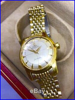 Vntg Omega Seamaster Chronometer 18K Solid Gold W Beads Of Rice & Rare Omega Box