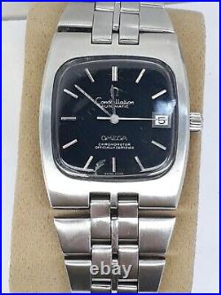 Vtg Omega Constellation Auto 168.059 Steel S Date Men's Wrist Watch Rare Dial